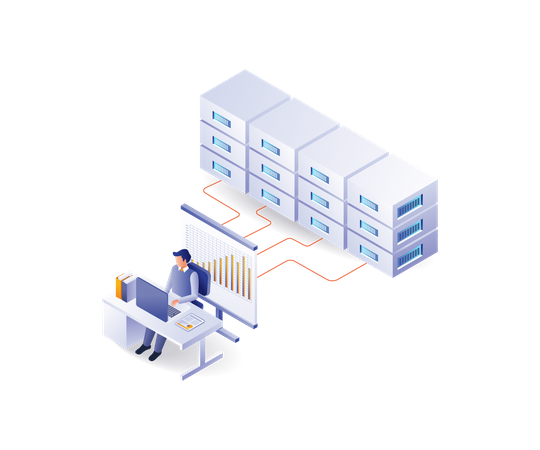 Man analyzing server data 1  Illustration