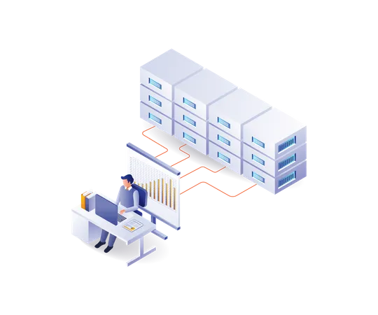 Man analyzing server data 1  Illustration