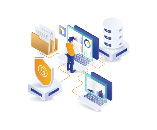 Man analyzing server data  Illustration