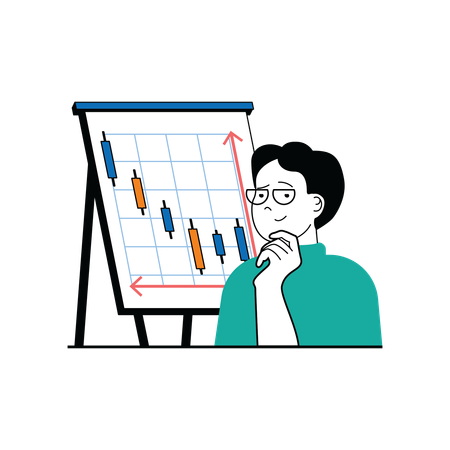 Man analyzing stocks  Illustration
