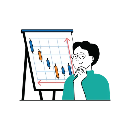 Man analyzing stocks  일러스트레이션