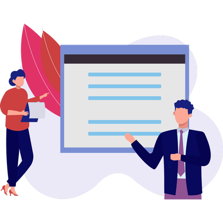 Man and boy both are presenting same topic  Illustration