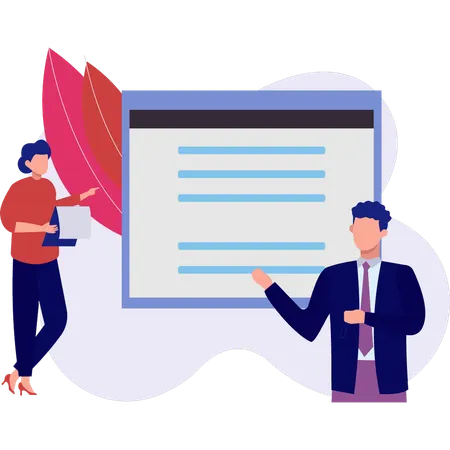 Man and boy both are presenting same topic  Illustration