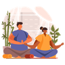 illustrations of couple yoga