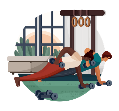Man and female lifting weights  Illustration