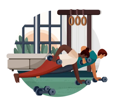 Man and female lifting weights  Illustration