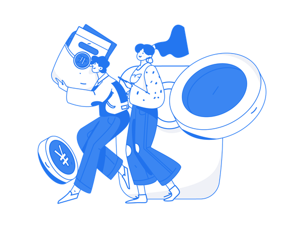 Man and girl doing cash payment  Illustration