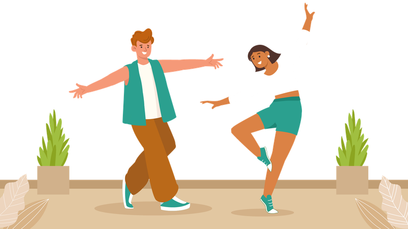 Man and girl doing dance  Illustration