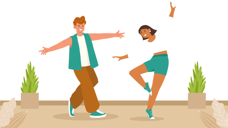 Man and girl doing dance  Illustration