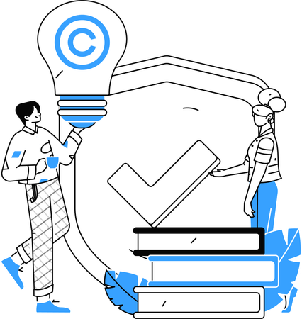 Man and girl getting intellectual property  Illustration