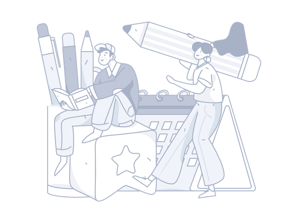 Man and girl making Education schedule  Illustration
