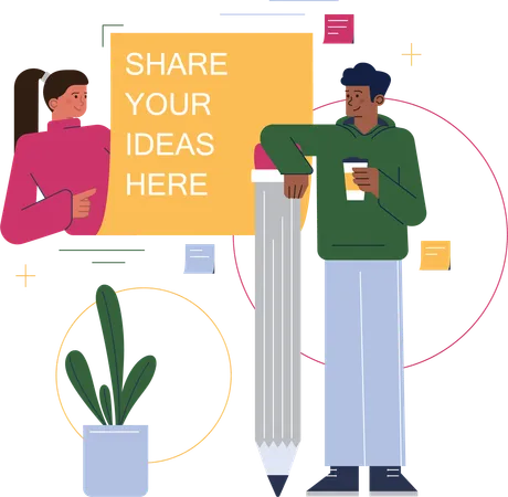 Man and girl sharing business idea  Illustration