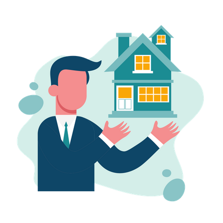 Man and house  Illustration