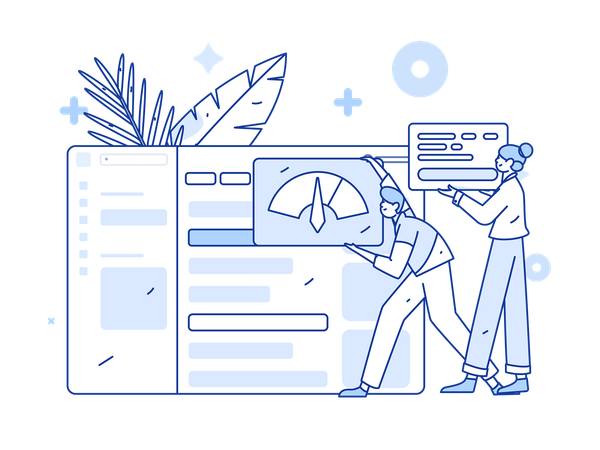 Man and lady working on business analytic chart  Illustration