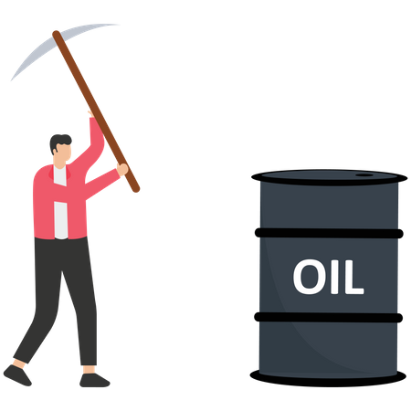 Man and oil drum  Illustration