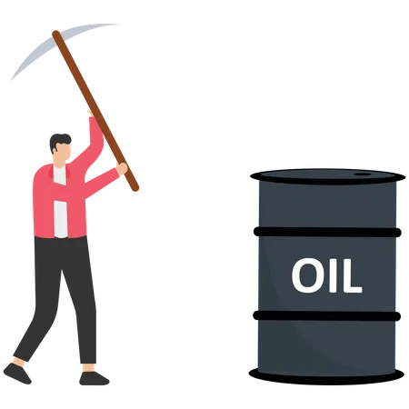 Man and oil drum  Illustration