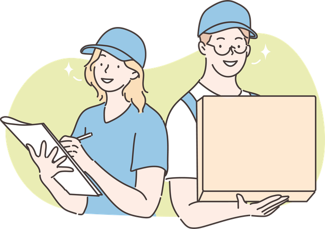 Man and woman are checking their delivery orders  Illustration