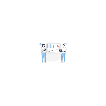Man And Woman Are Discussing Business Graph  Illustration