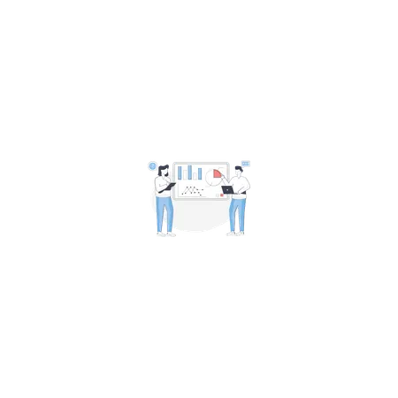 Man And Woman Are Discussing Business Graph  Illustration