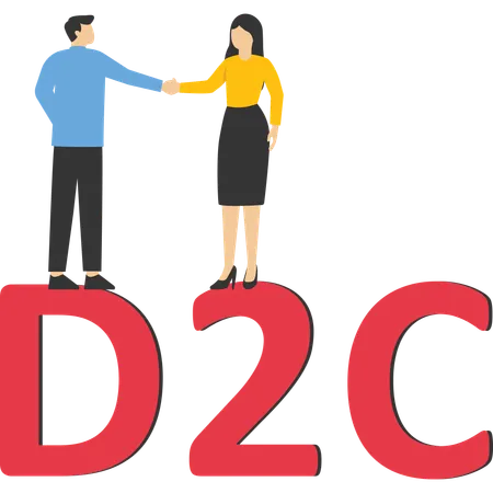 Man and woman Buildup Successful D2C startup  Illustration