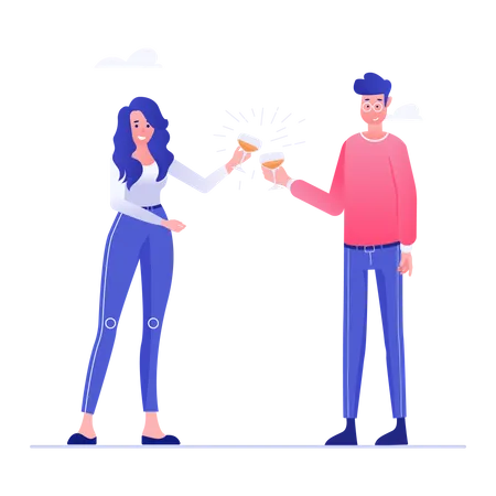 Man and Woman Celebrating business success Illustration