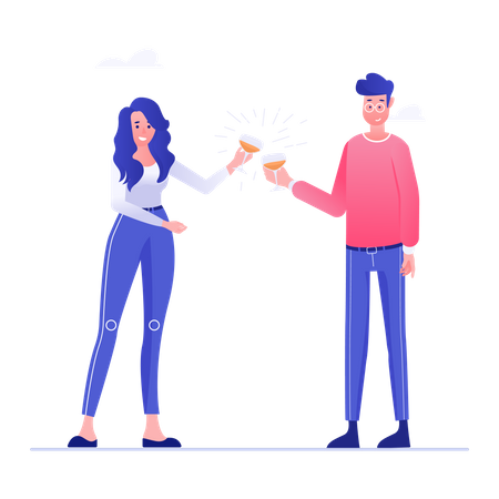 Man and Woman Celebrating business success  Illustration