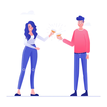 Man and Woman Celebrating business success  Illustration