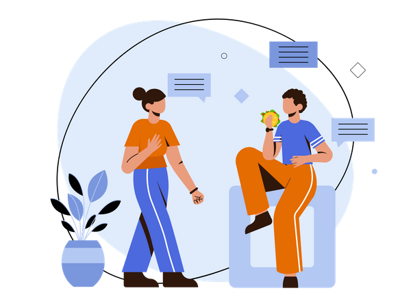 Man and woman chatting in breaktime  Illustration