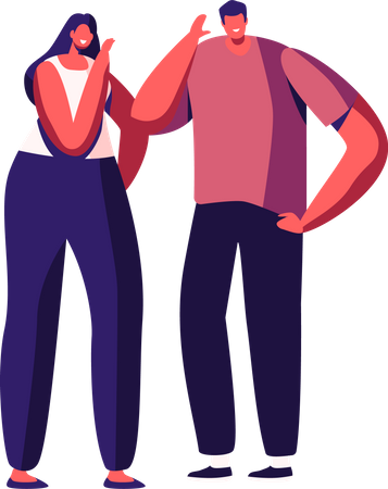 Man and woman chatting on fake news  Illustration