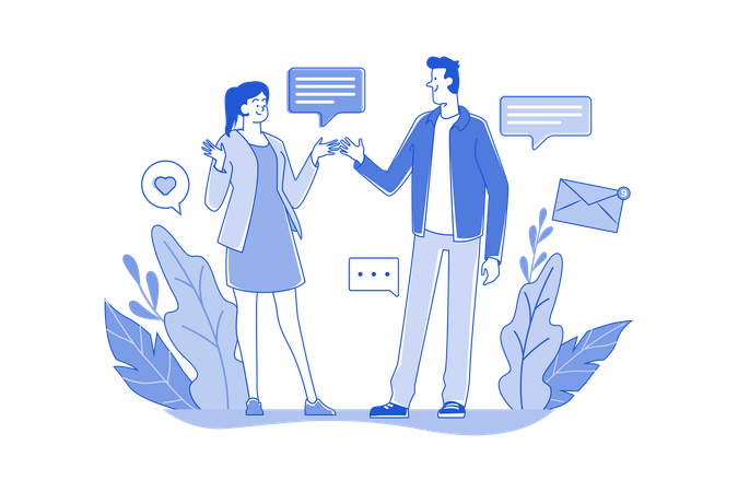Man and woman communicate each other  イラスト