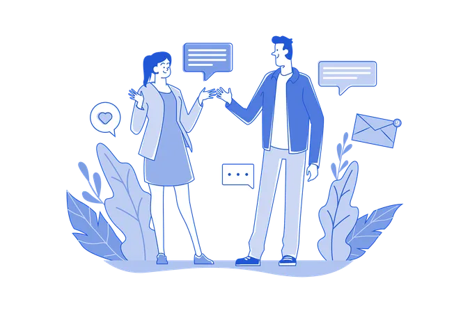 The Guy And The Girl Communicate Illustration