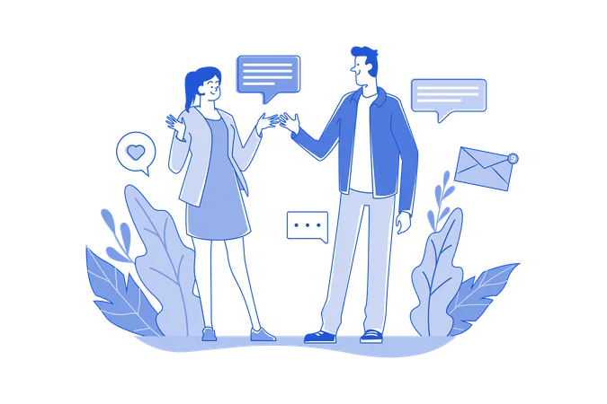 Man and woman communicate each other  Illustration