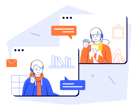 Man And Woman Consult Via Online Videoconference  Illustration