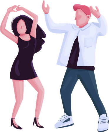 Man and woman couple dancing together Illustration