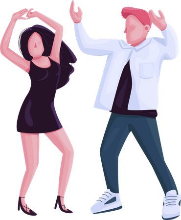 Man and woman couple dancing together  Illustration