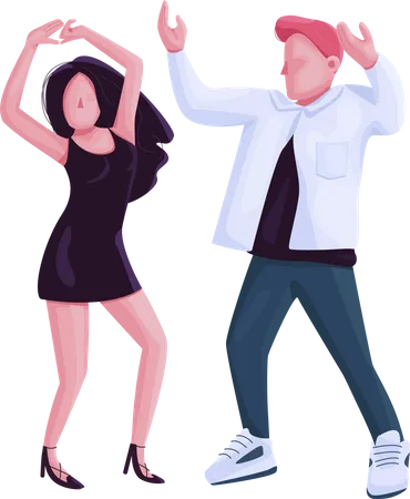 Man and woman couple dancing together  Illustration