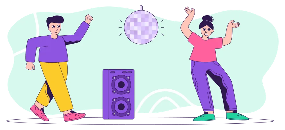 Man and woman dancing  Illustration