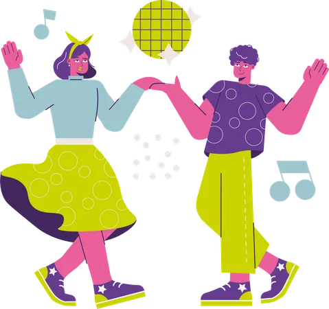 Man and woman dancing in club  Illustration