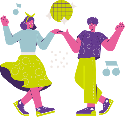 Man and woman dancing in club  Illustration