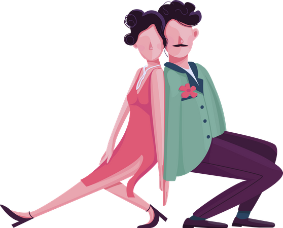 Man and woman dancing tango  Illustration