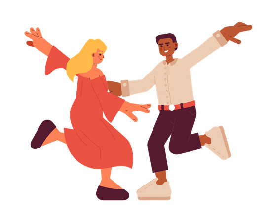 Man and woman dancing together  イラスト