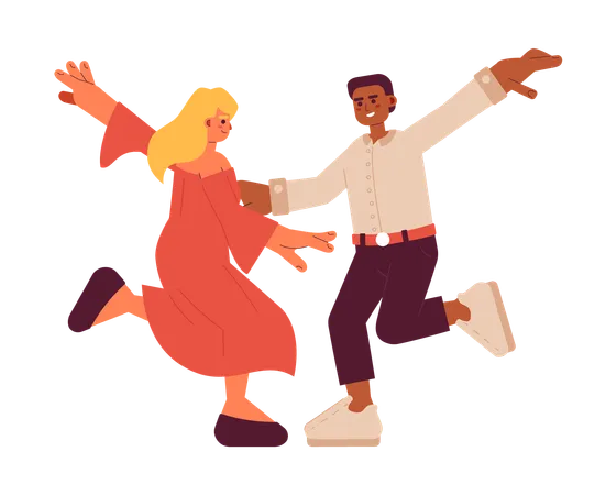 Man And Woman Dancing Semi Flat Color Vector Characters Professional Choreography Editable Full Body Dancers On White Simple Cartoon Spot Illustration For Web Graphic Design Illustration