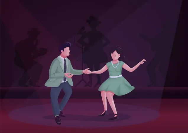 Man and woman dancing twist Illustration