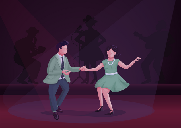 Man and woman dancing twist  Illustration