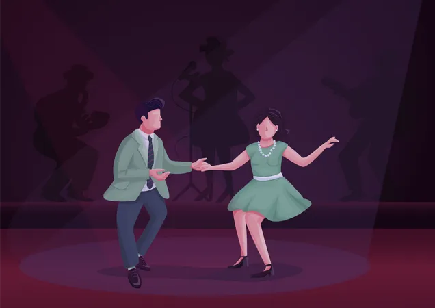 Man and woman dancing twist  Illustration