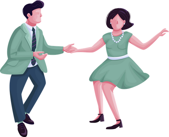 Man and woman dancing twist  Illustration