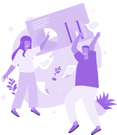 Man and Woman Data Analyzing  Illustration