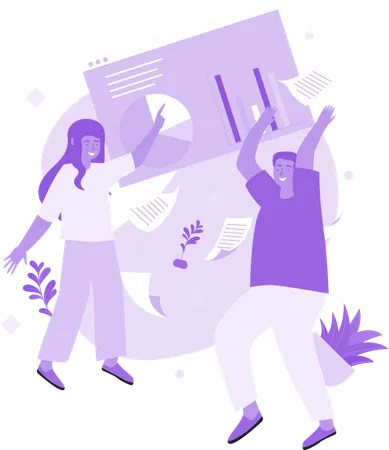 Man and Woman Data Analyzing  Illustration