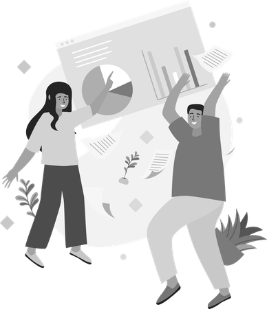 Man and Woman Data Analyzing  Illustration