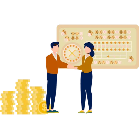 Man and woman dealing for gambling game  Illustration